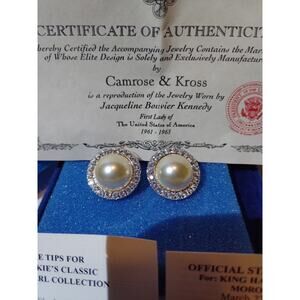 Vintage Camrose & Kross JBK Pearl And Stone Earrings With Original Box